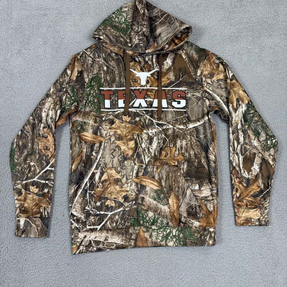 Realtree Edge Texas Longhorns Camo Hoodie Mens Small Colosseum Sweatshirt 5926